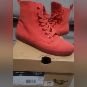 Dr Martens. Red Canvas Hackney boots. Women's Size 6.